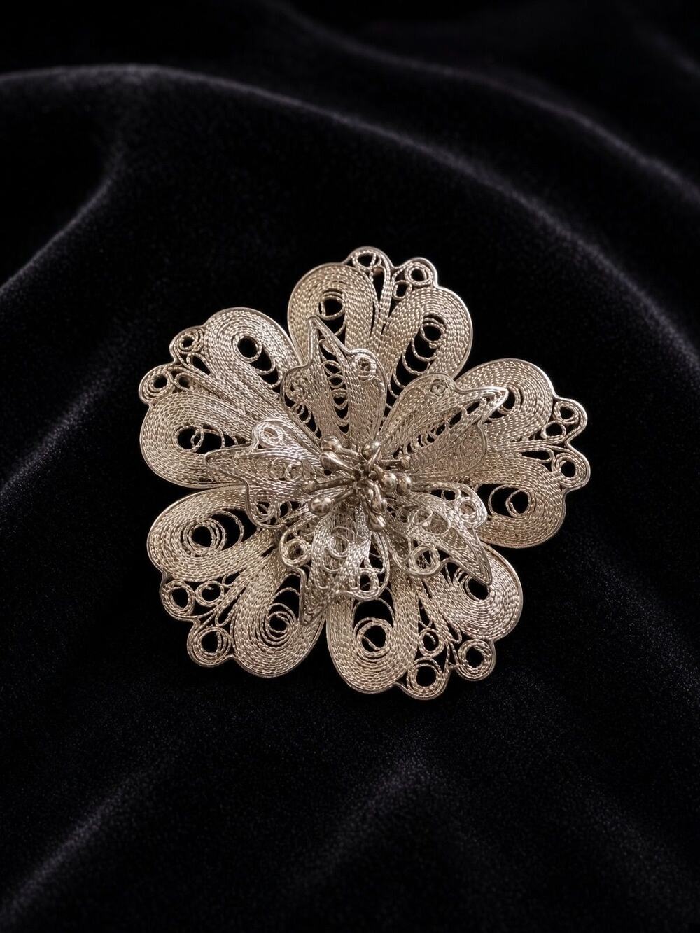 Vintage Sterling Filagree Brooch